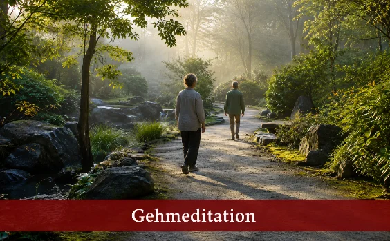 Zwei Menschen bei der Gehmeditation