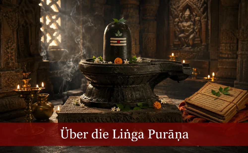 Linga Purana - Symbolbild mit Symbolen und Schrift