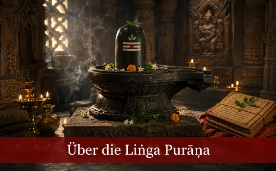 Linga Purana - Symbolbild mit Symbolen und Schrift