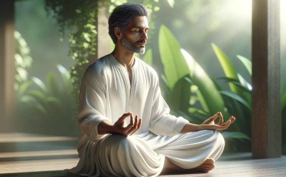 Mann bei der Meditation mit Hand-Mudra