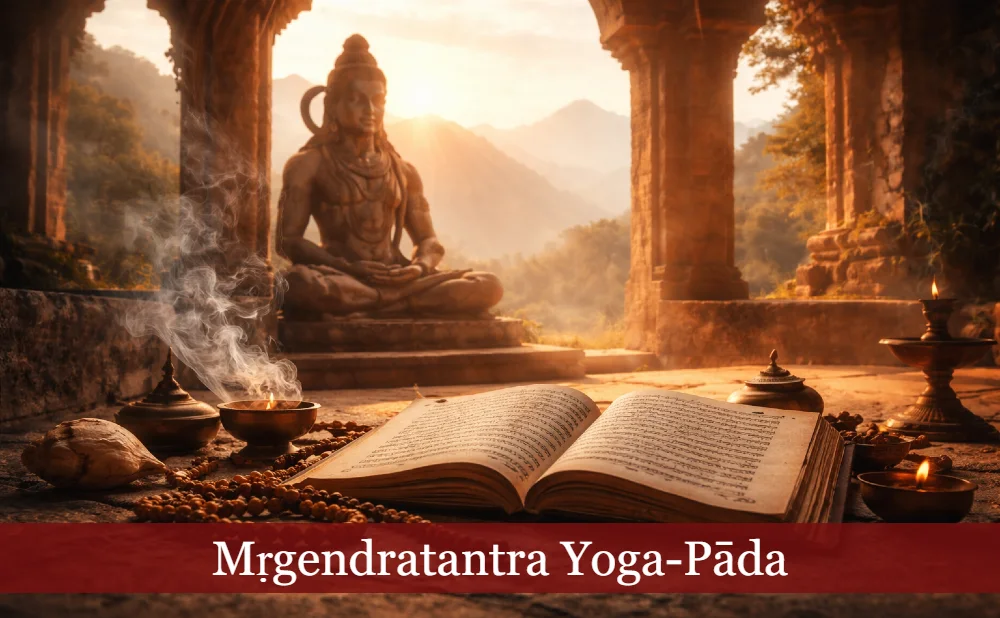 Alter Tempel, Yogaschrift. Text: Mṛgendratantra Yoga-Pāda