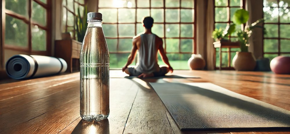 Wasser neben einer Yogamatte