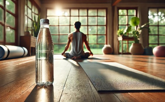 Wasser neben einer Yogamatte
