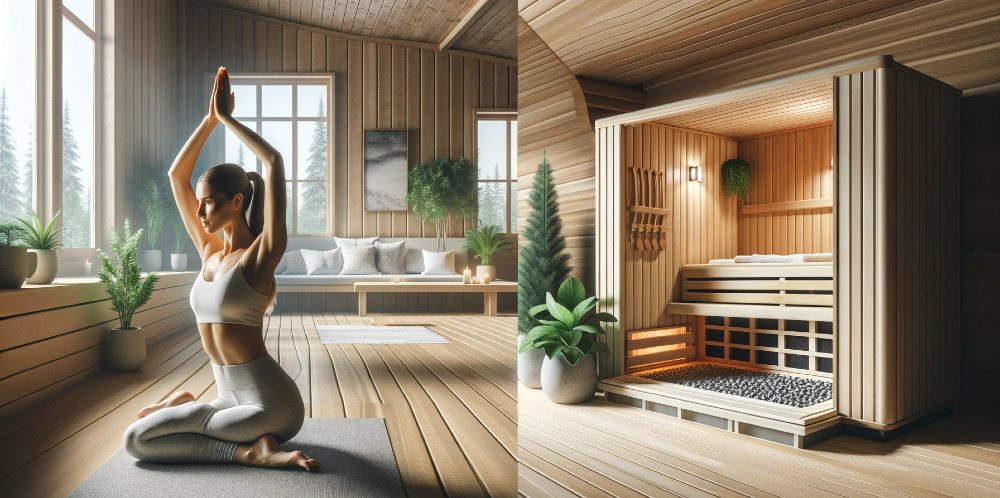 Yoga und Sauna kombiniert