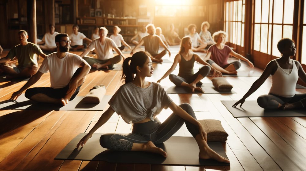 Yogaklasse bei Hüftöffnern
