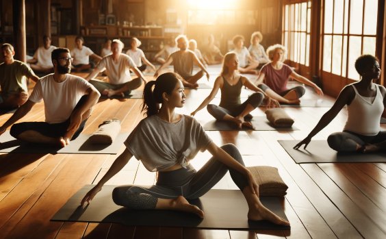 Yogaklasse bei Hüftöffnern